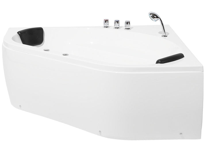 Whirlpool Corner Bath with LED 1400 x 1400 mm White Meves