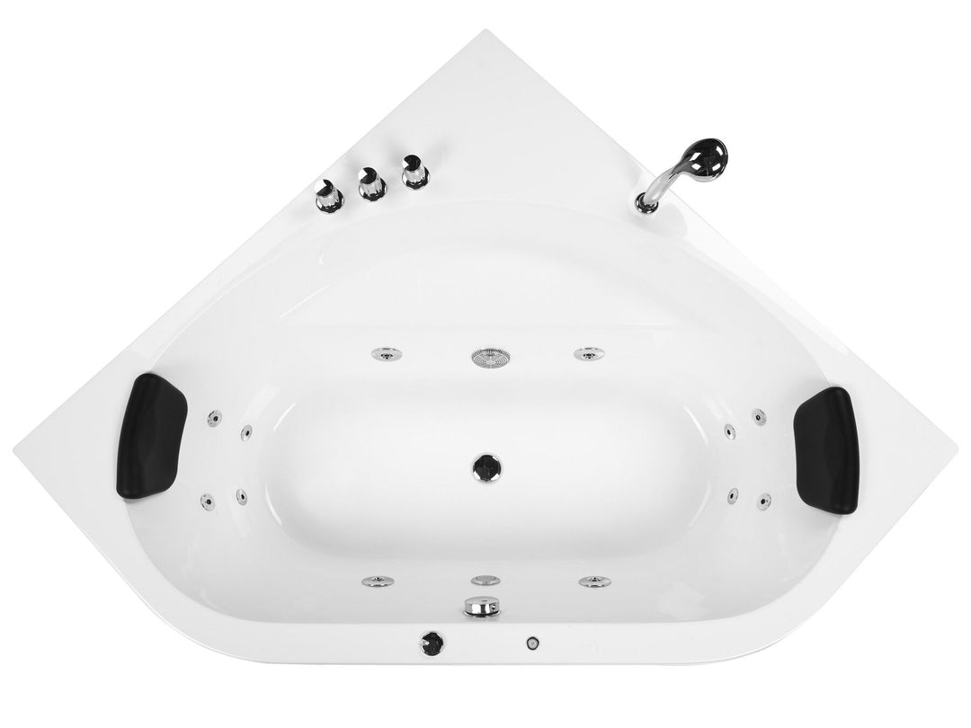 Whirlpool Corner Bath with LED 1400 x 1400 mm White Meves