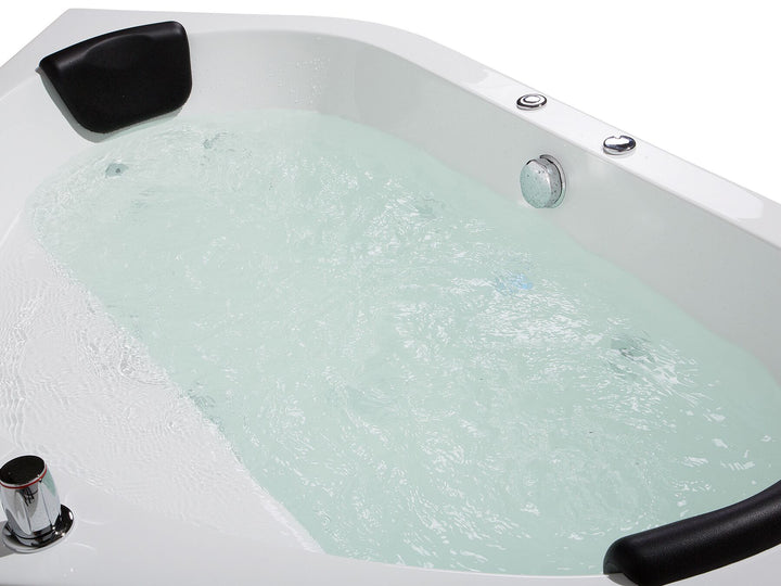 Whirlpool Corner Bath with LED 1400 x 1400 mm White Meves