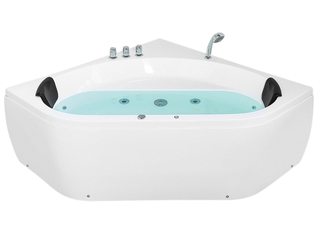 Whirlpool Corner Bath with LED 1400 x 1400 mm White Meves