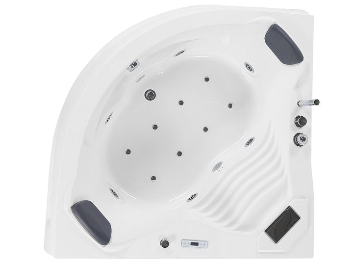 Whirlpool Corner Bath with LED and Bluetooth Speaker 2100 x 1450 mm White Monaco