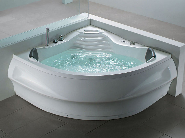 Whirlpool Corner Bath with LED and Bluetooth Speaker 2100 x 1450 mm White Monaco