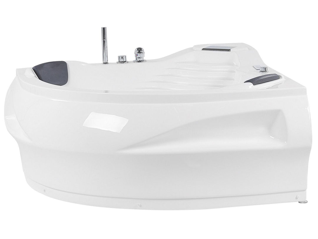 Whirlpool Corner Bath with LED and Bluetooth Speaker 2100 x 1450 mm White Monaco