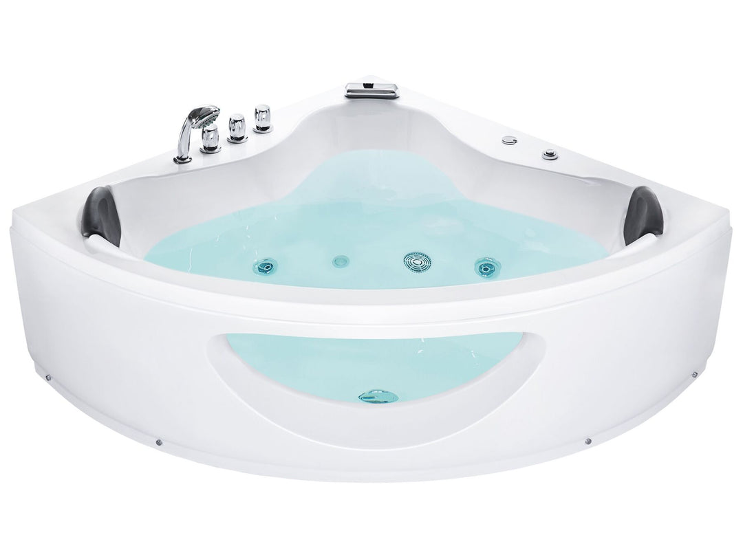 Whirlpool Corner Bath with LED 2050 x 1460 mm White Tocoa