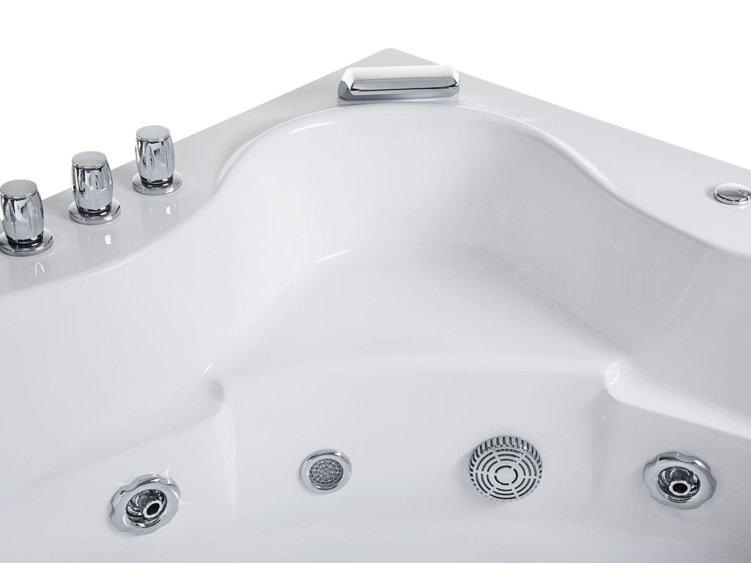 Whirlpool Corner Bath with LED 2050 x 1460 mm White Tocoa