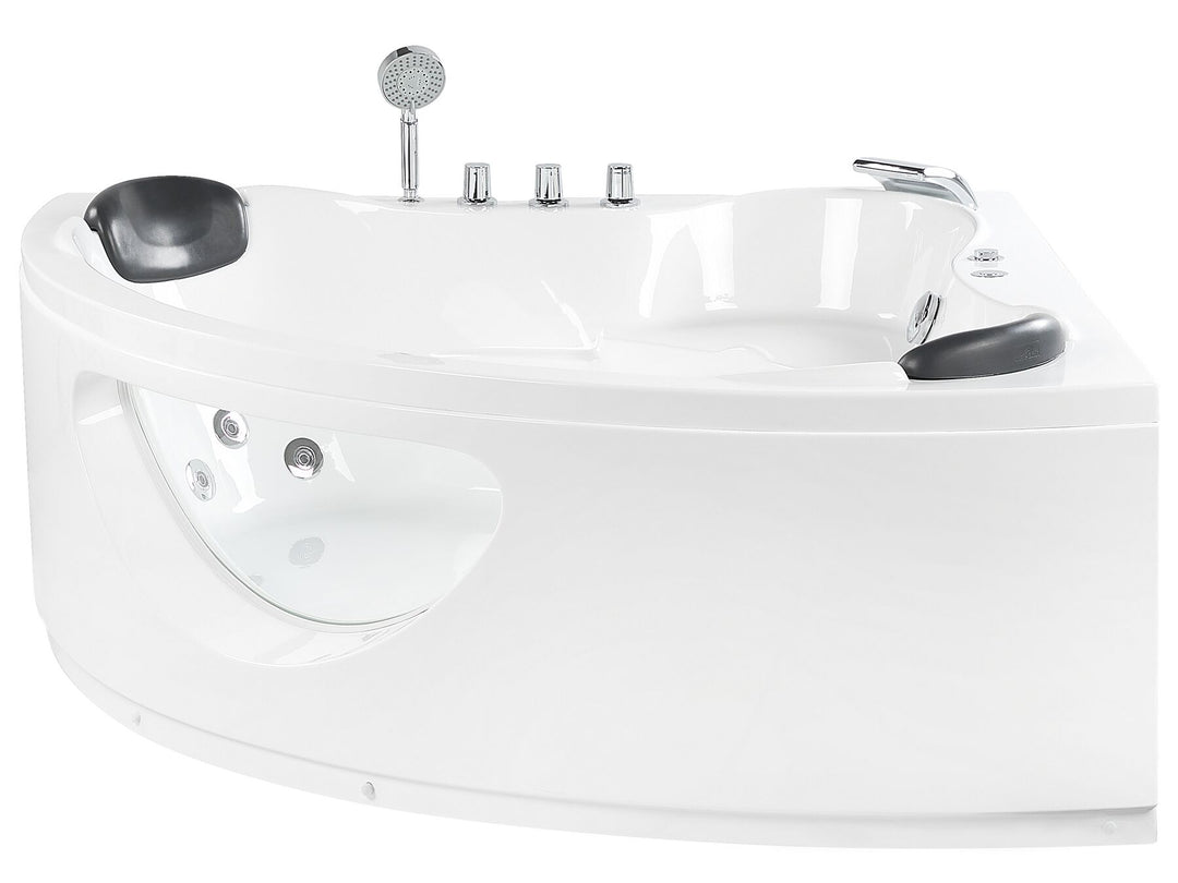 Whirlpool Corner Bath with LED 207 x 1460 mm White Tocoa II