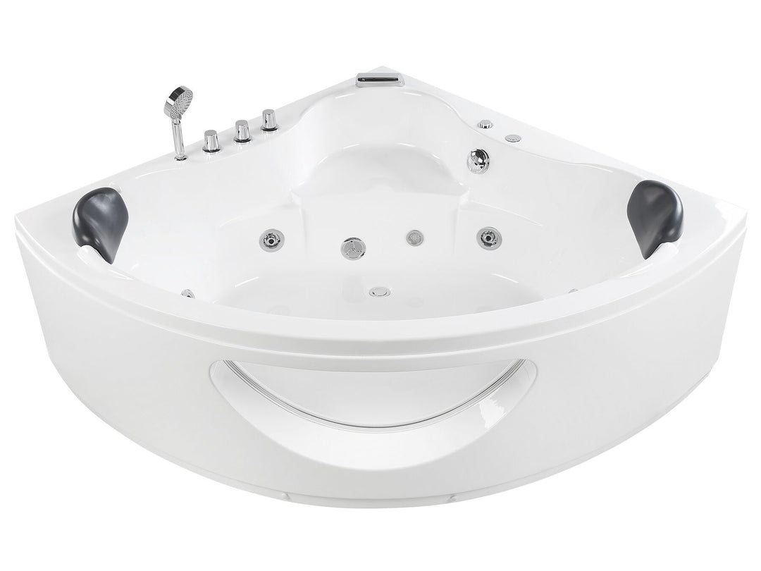 Whirlpool Corner Bath with LED 207 x 1460 mm White Tocoa II