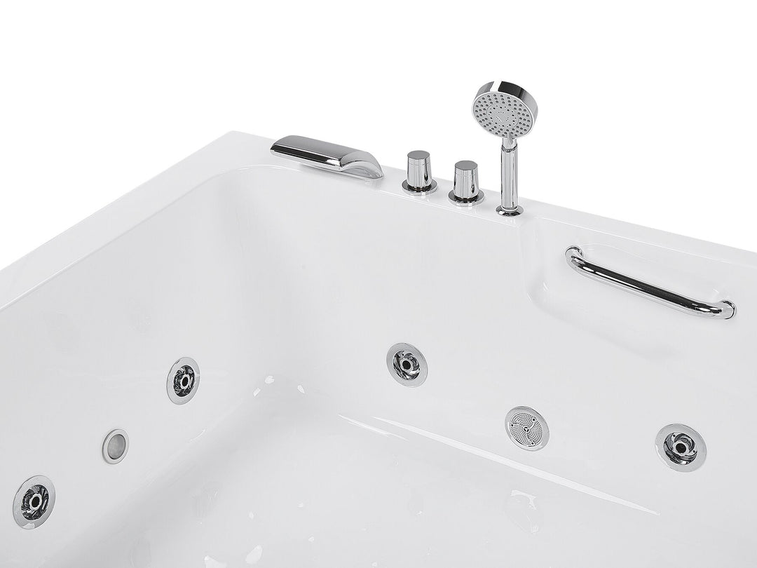 Left Hand Whirlpool Corner Bath with LED 1700 x 1190 mm White Bayamo