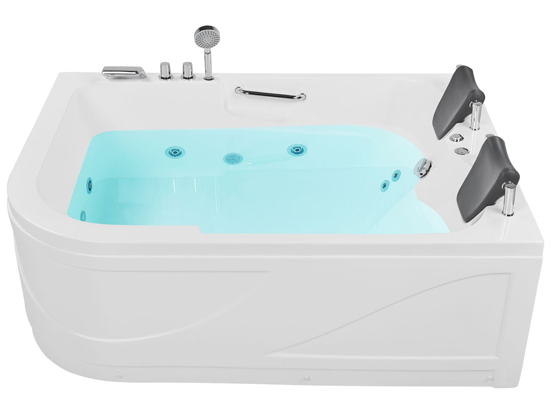 Left Hand Whirlpool Corner Bath with LED 1700 x 1190 mm White Bayamo