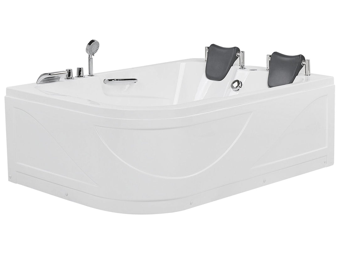 Left Hand Whirlpool Corner Bath with LED 1700 x 1190 mm White Bayamo