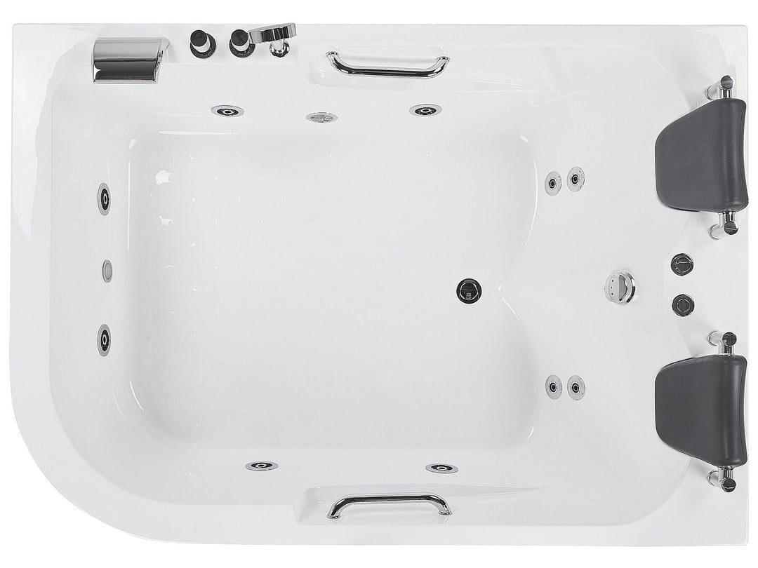 Left Hand Whirlpool Corner Bath with LED 1700 x 1190 mm White Bayamo