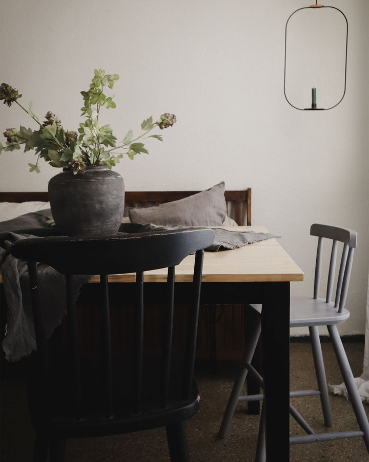 4 Seater Wooden Dining Table Black Oliver