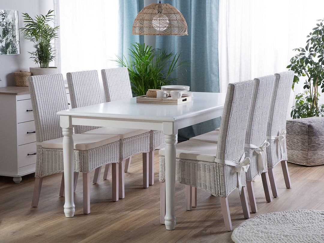 6 Seater Wooden Dining Table  White Casmin