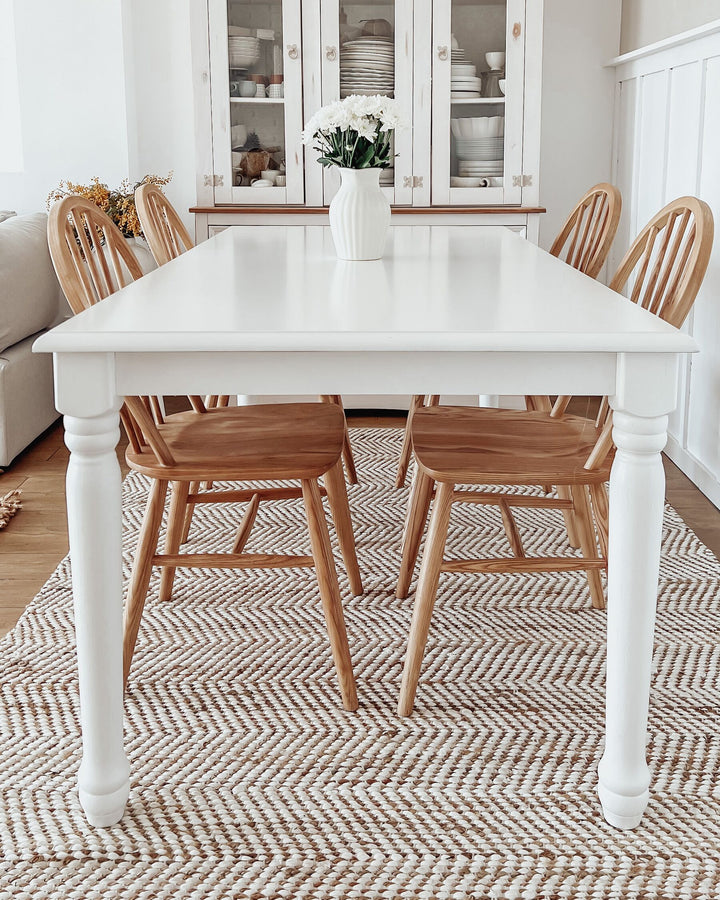 6 Seater Wooden Dining Table  White Casmin