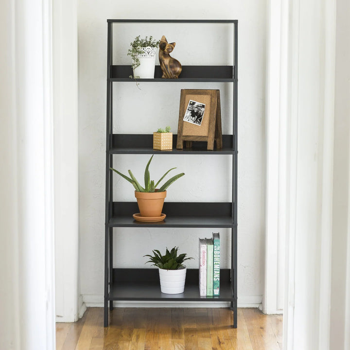 Wooden Ladder Shelf Black Bivens