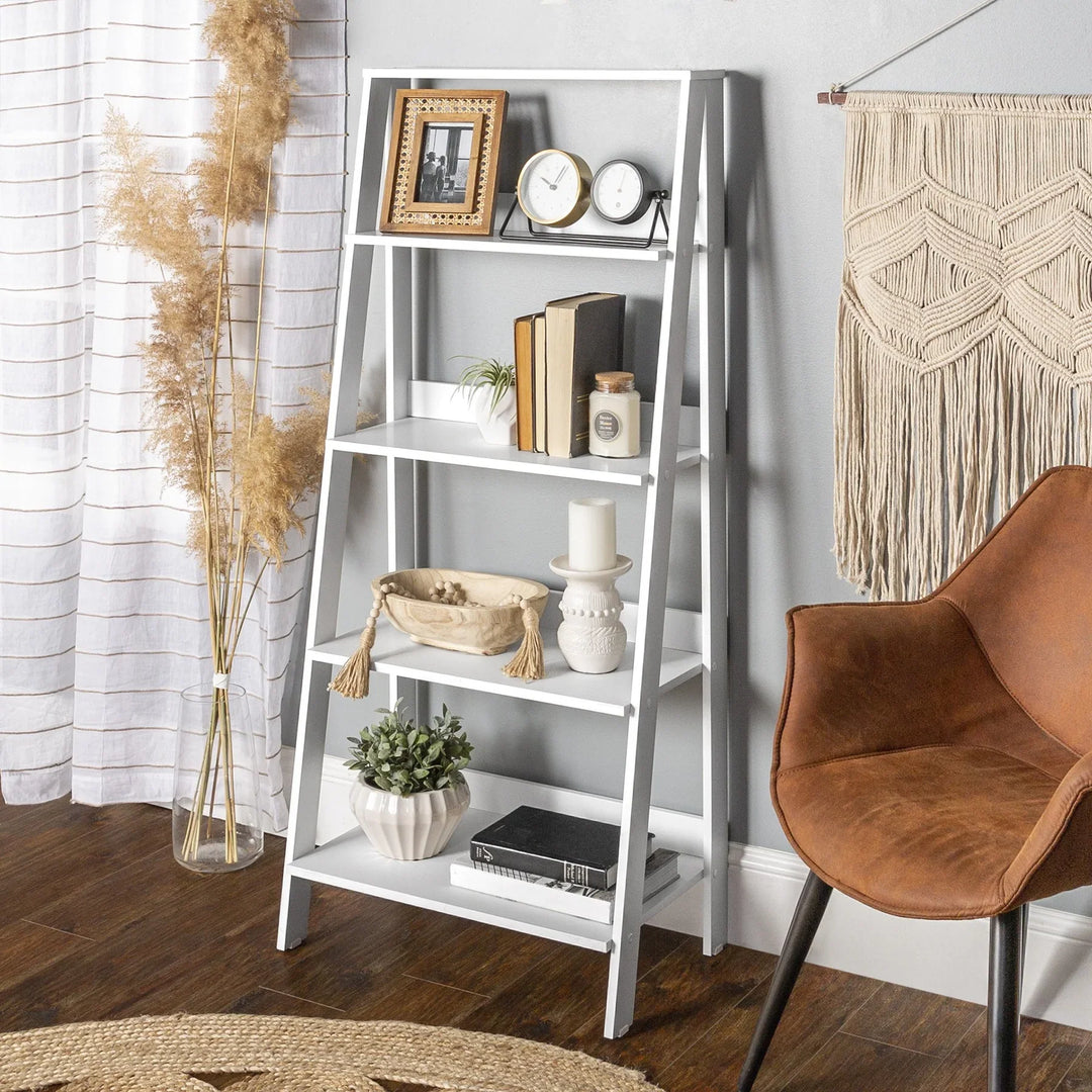 Wooden Ladder Shelf White Bivens