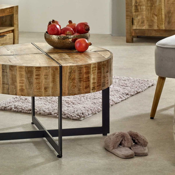 Surrey Solid Wood Coffee Table With Metal Legs