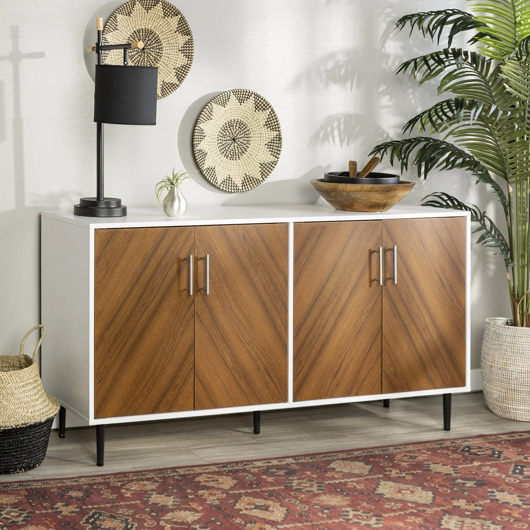 4 Door Sideboards White/Teak Sheena