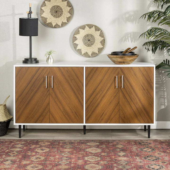 4 Door Sideboards White/Teak Sheena