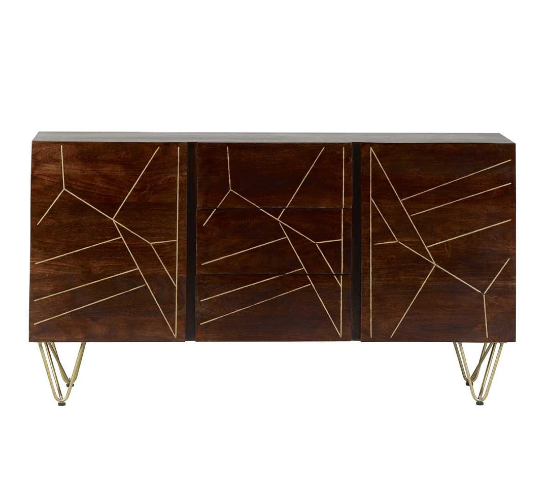 Extra Large Sideboard 3 Drawers 2 Doors Dark Gold