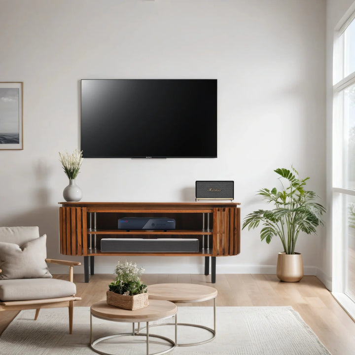 Slatted Mango Wood TV Cabinet