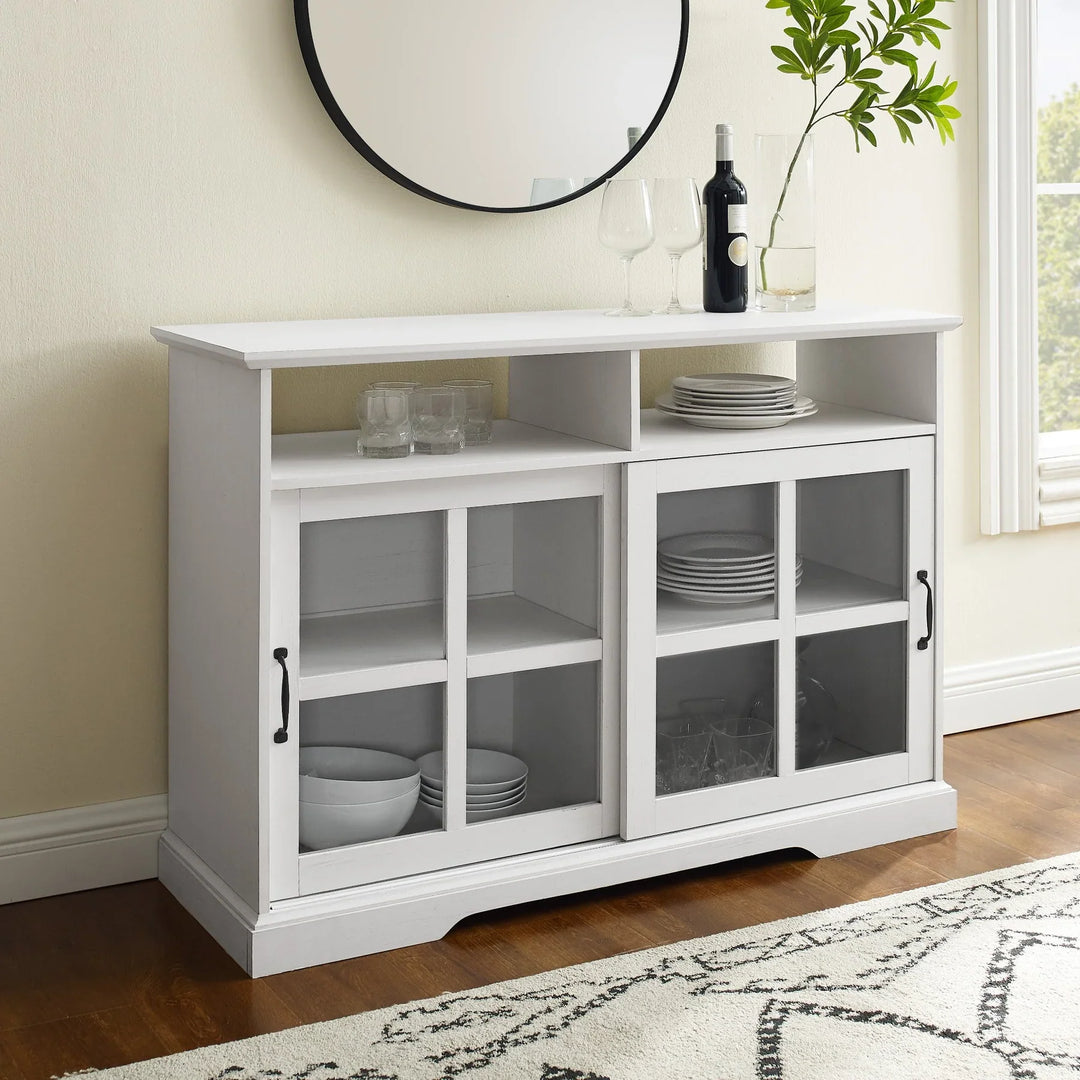 2 Glass Door Sideboard Brushed White Aida