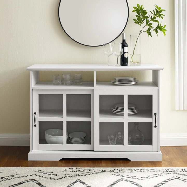 2 Glass Door Sideboard Brushed White Aida