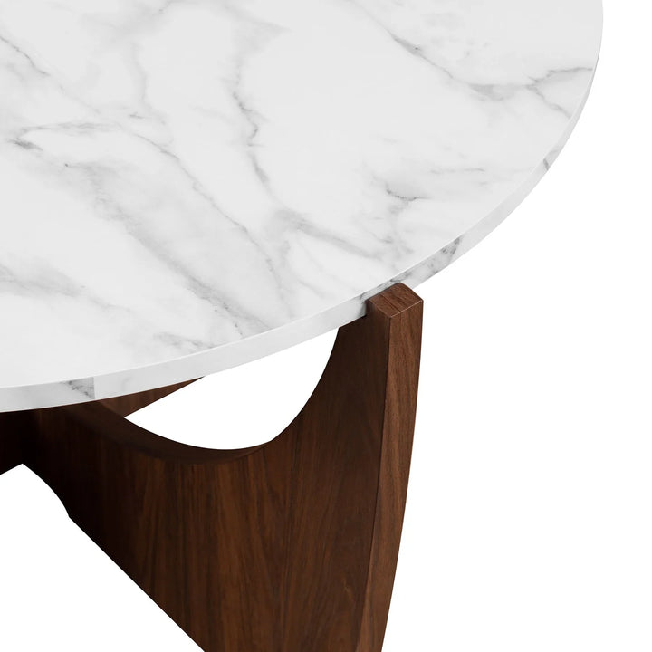 Round Coffee Table Calacatta Marble Dark Walnut Venux