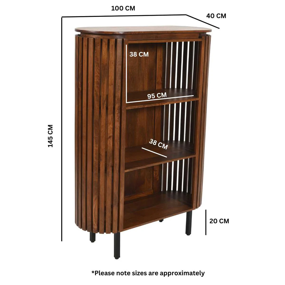 Slatted Mango Wood Bookcase