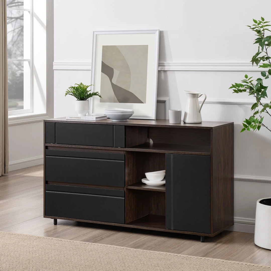 2 Drawer Sideboard Dark Espresso Black Masey