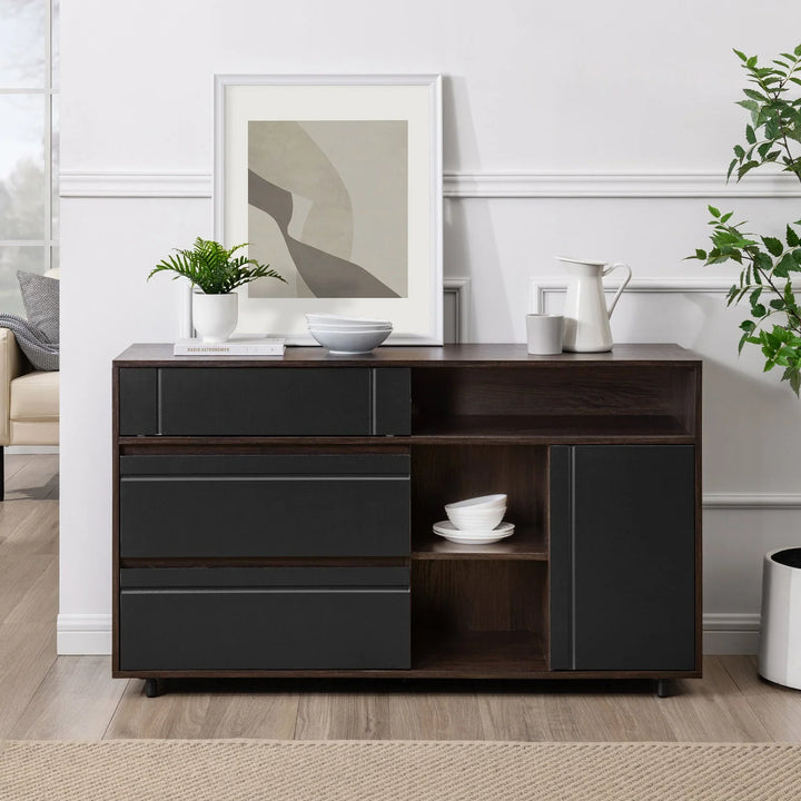 2 Drawer Sideboard Dark Espresso Black Masey