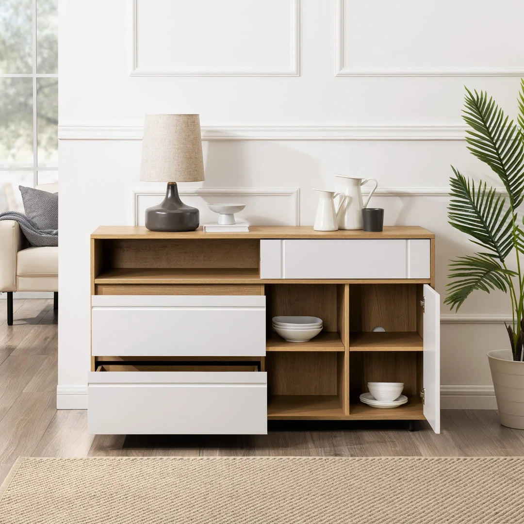 2 Drawer Sideboard Coastal Oak White Masey