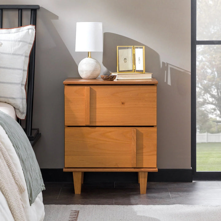 Modern Solid Wood Bedside Table Caramel Kukkapalli