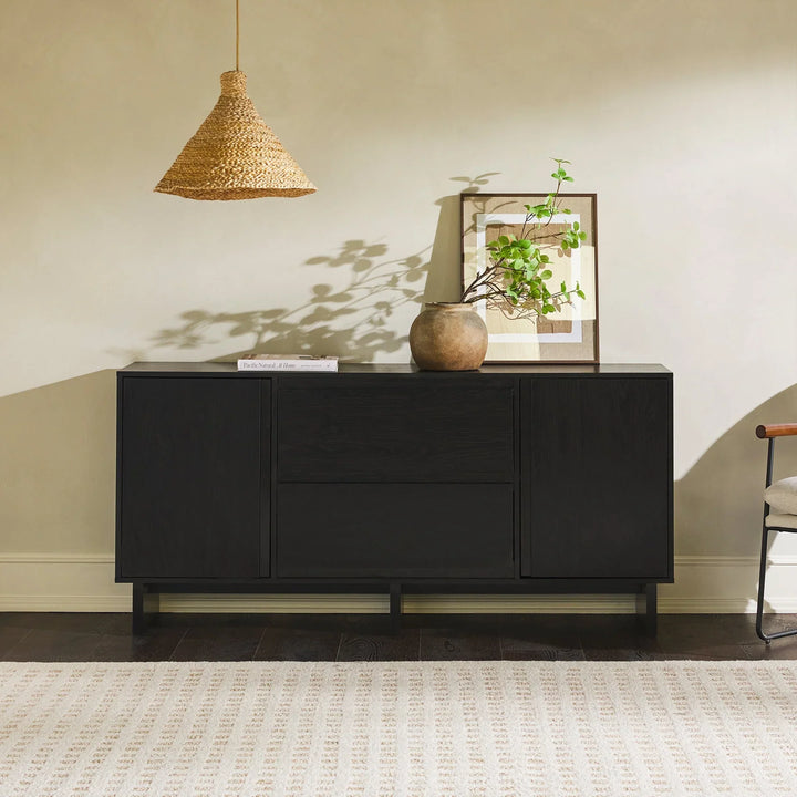 4 Door 2 Drawer Modern Sideboard Black Nathalia