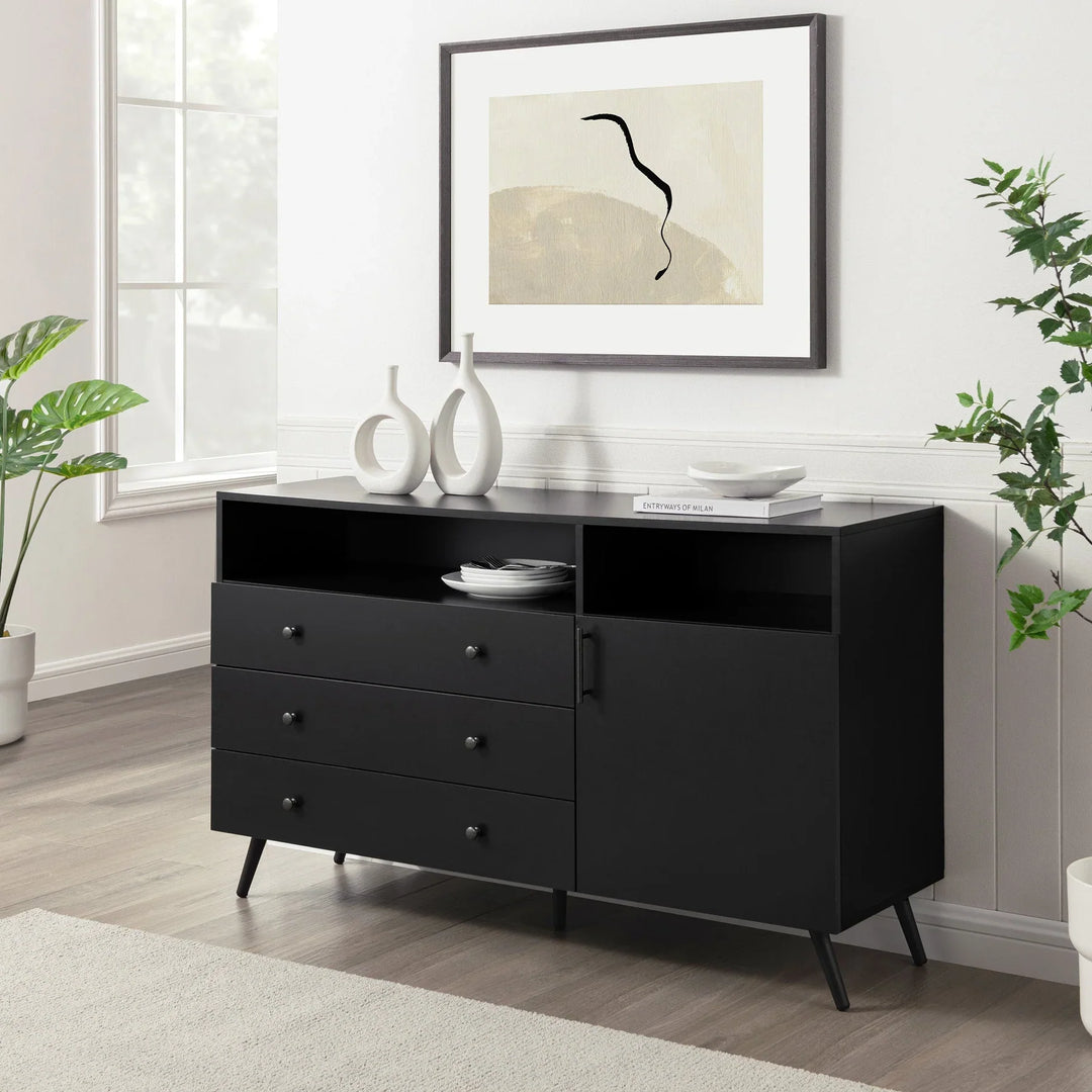 3 Drawer 1 Door Sideboard Black Alonzo