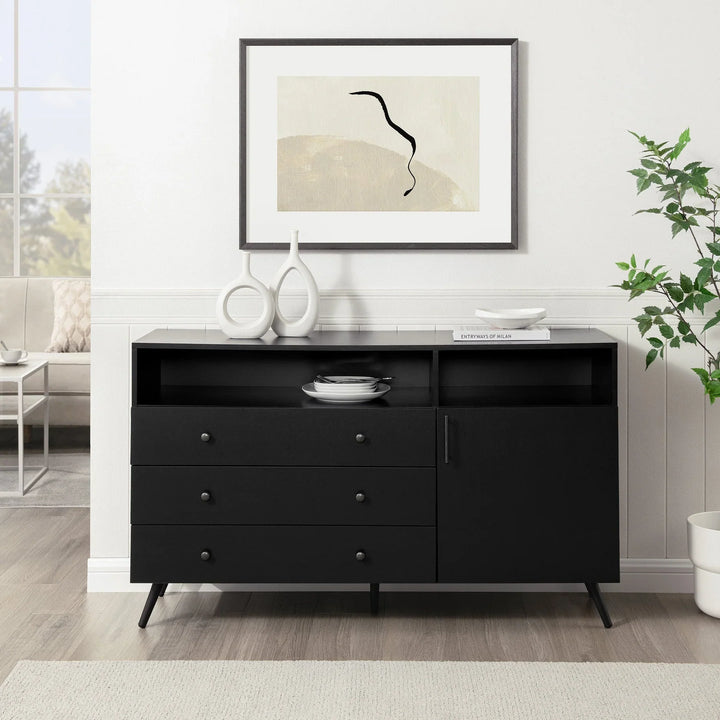 3 Drawer 1 Door Sideboard Black Alonzo