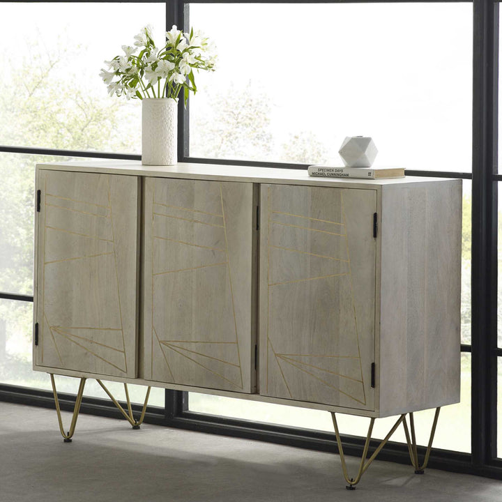 Light Gold Large Sideboard 3 Doors