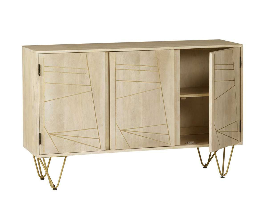 Light Gold Large Sideboard 3 Doors