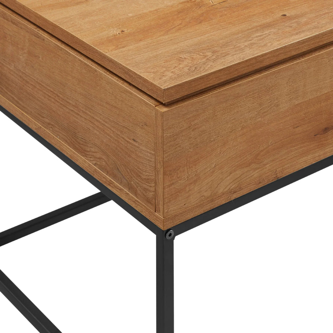 Wood and Metal Lift Top Coffee Table English Oak Madrid