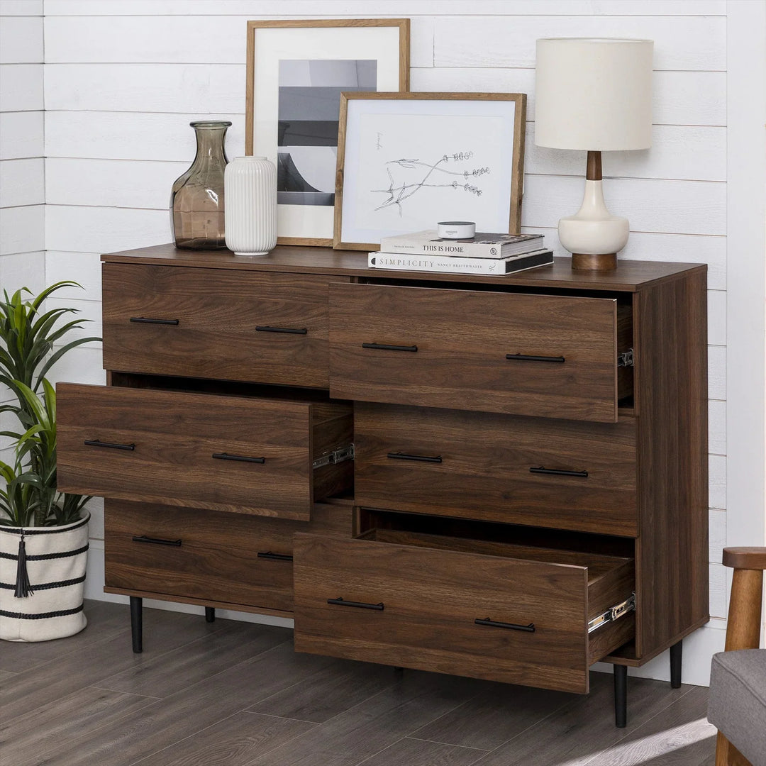 6 Drawer Dresser Dark Walnut Bezoski