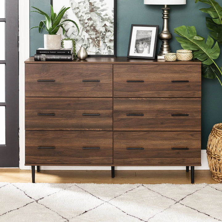 6 Drawer Dresser Dark Walnut Bezoski