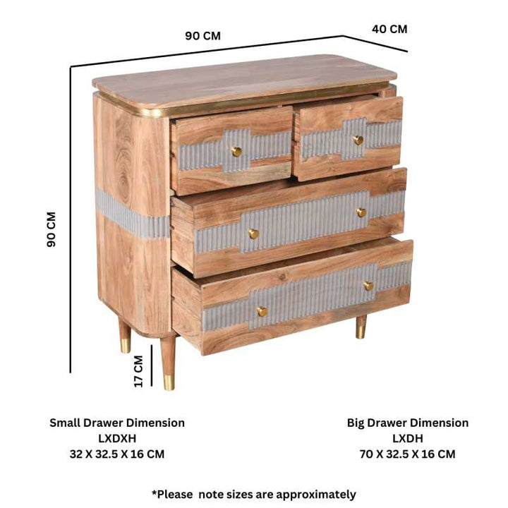 Wilton Acacia Wood 4 Drawers Chest