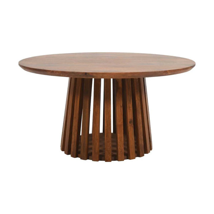 Slatted Mango Wood Round Coffee Table