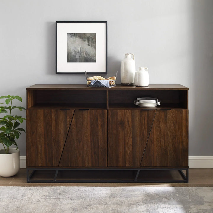 Angled Door Sideboard Dark Walnut Rosdorf