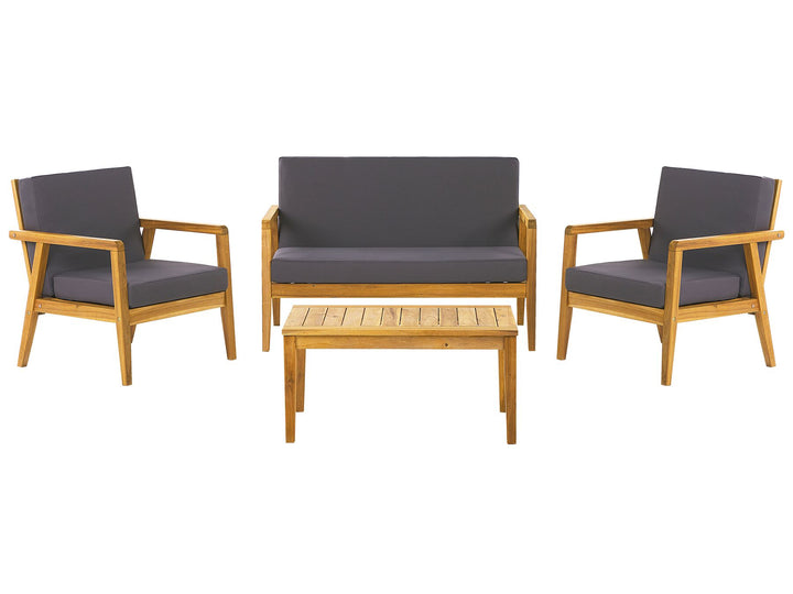 Pallano 4 Seater Acacia Wood Garden Lounge Set Dark Grey