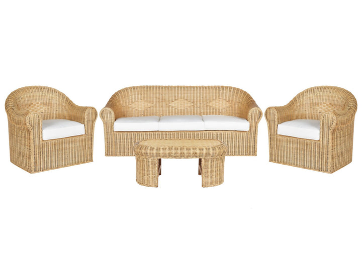 Livadeia 5 Seater Rattan Garden Lounge Set Natural