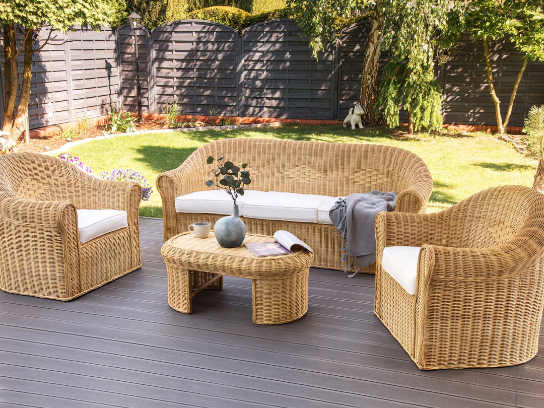 Livadeia 5 Seater Rattan Garden Lounge Set Natural