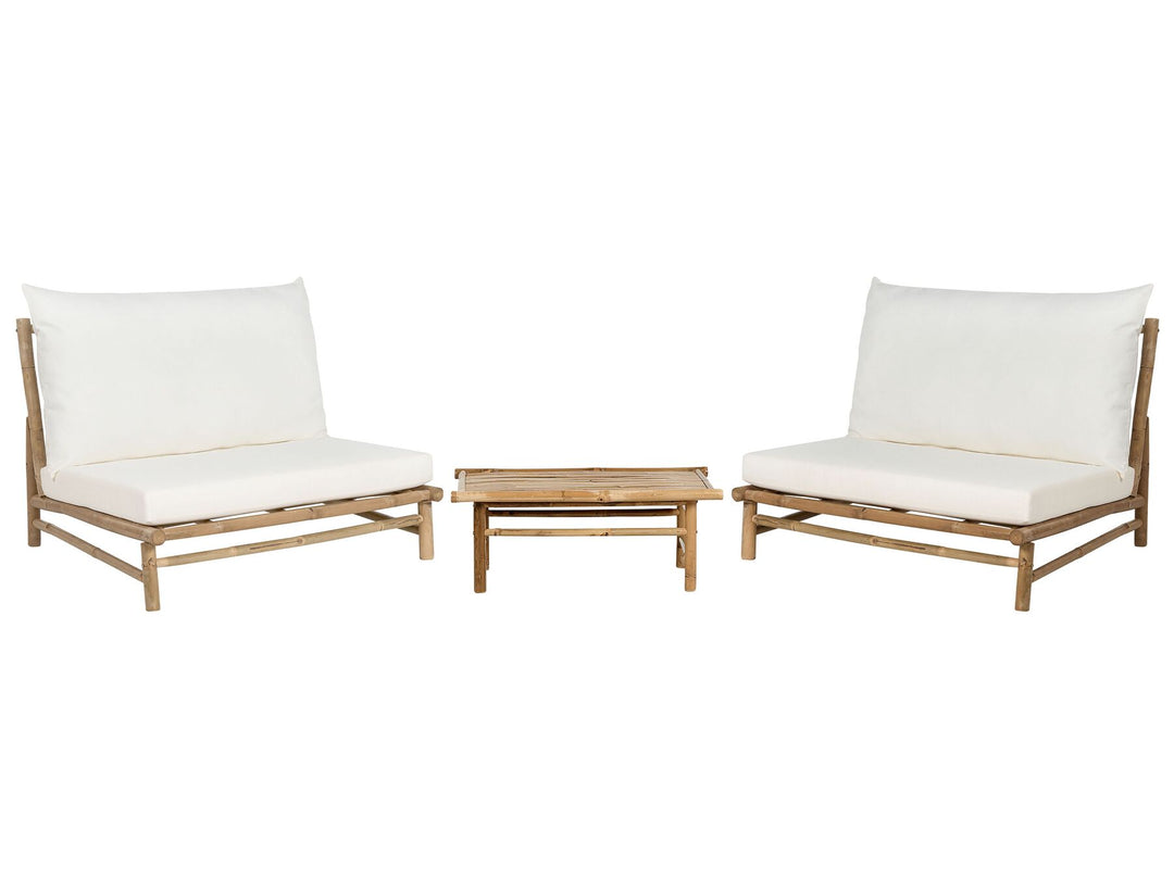 Todi 2 Seater Bamboo Lounge Set Light Wood and White