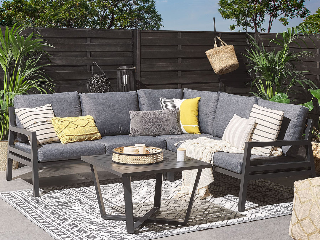 Vizzini 5 Seater Garden Corner Lounge Set Dark Grey