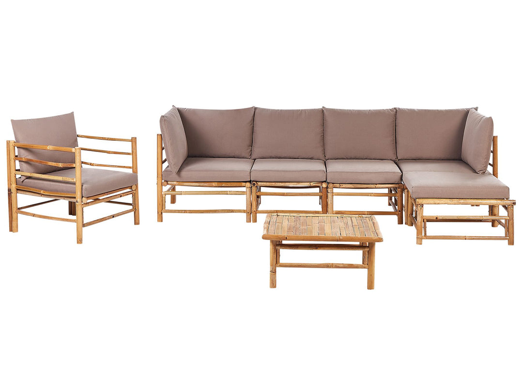 Cerreto 6 Seater Bamboo Garden Lounge Set Taupe